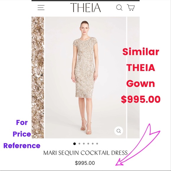 Theia Luxury Gown With Sparkling Crystal and Sequins - Picture 10 of 12